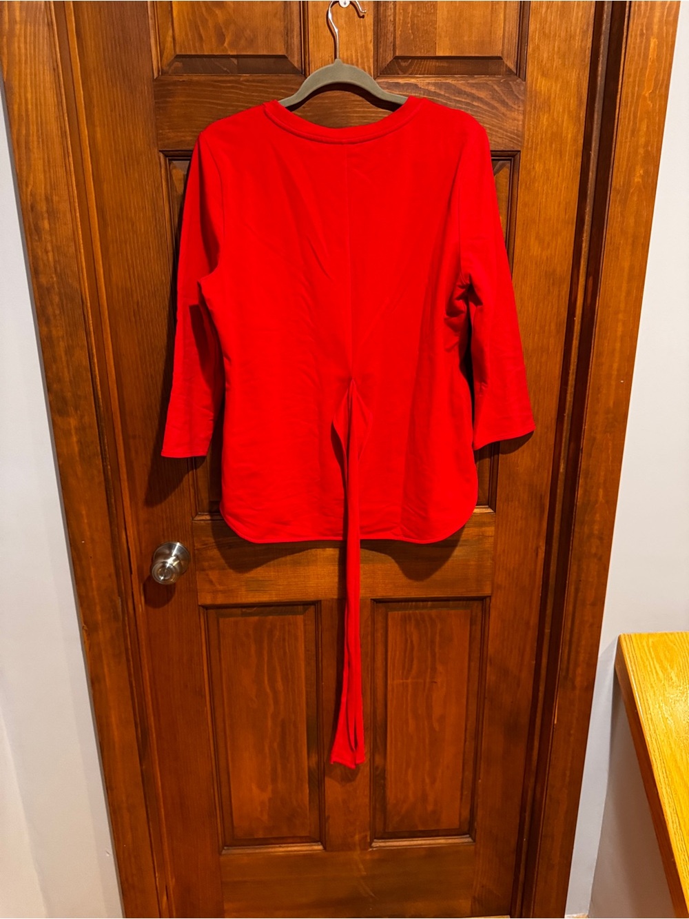 Ann Taylor Red Long Sleeve Tie-Waist Top - Picture 10 of 11